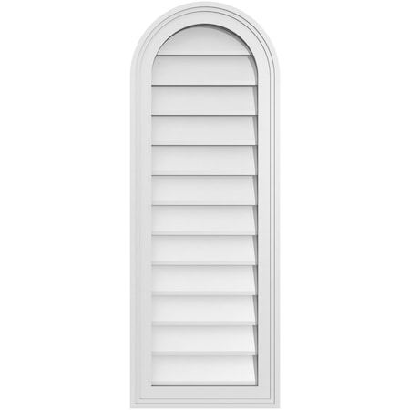 Ekena Millwork Round Top Surface Mount PVC Gable Vent w/ 2"W x 1-1/2"P Brickmould Frame, 14"W x 38"H GVPRT14X3802SN